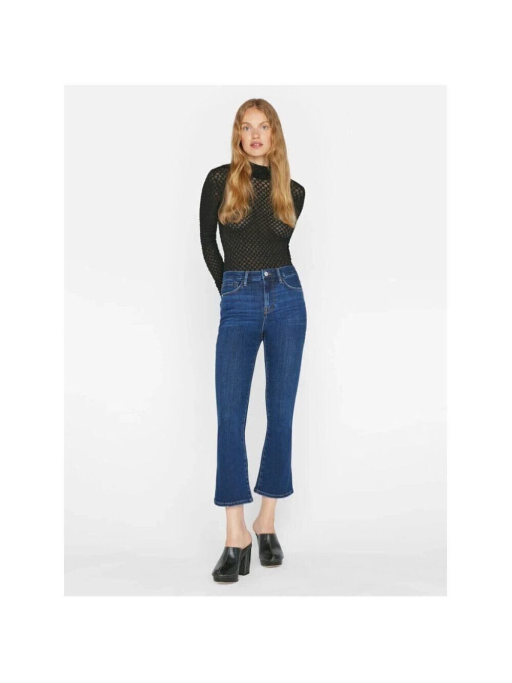 Frame Le Crop Mini Boot in Majesty Stretch Denim High Rise Womens Size 26